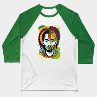 Abstract Rasta Man Baseball T-Shirt